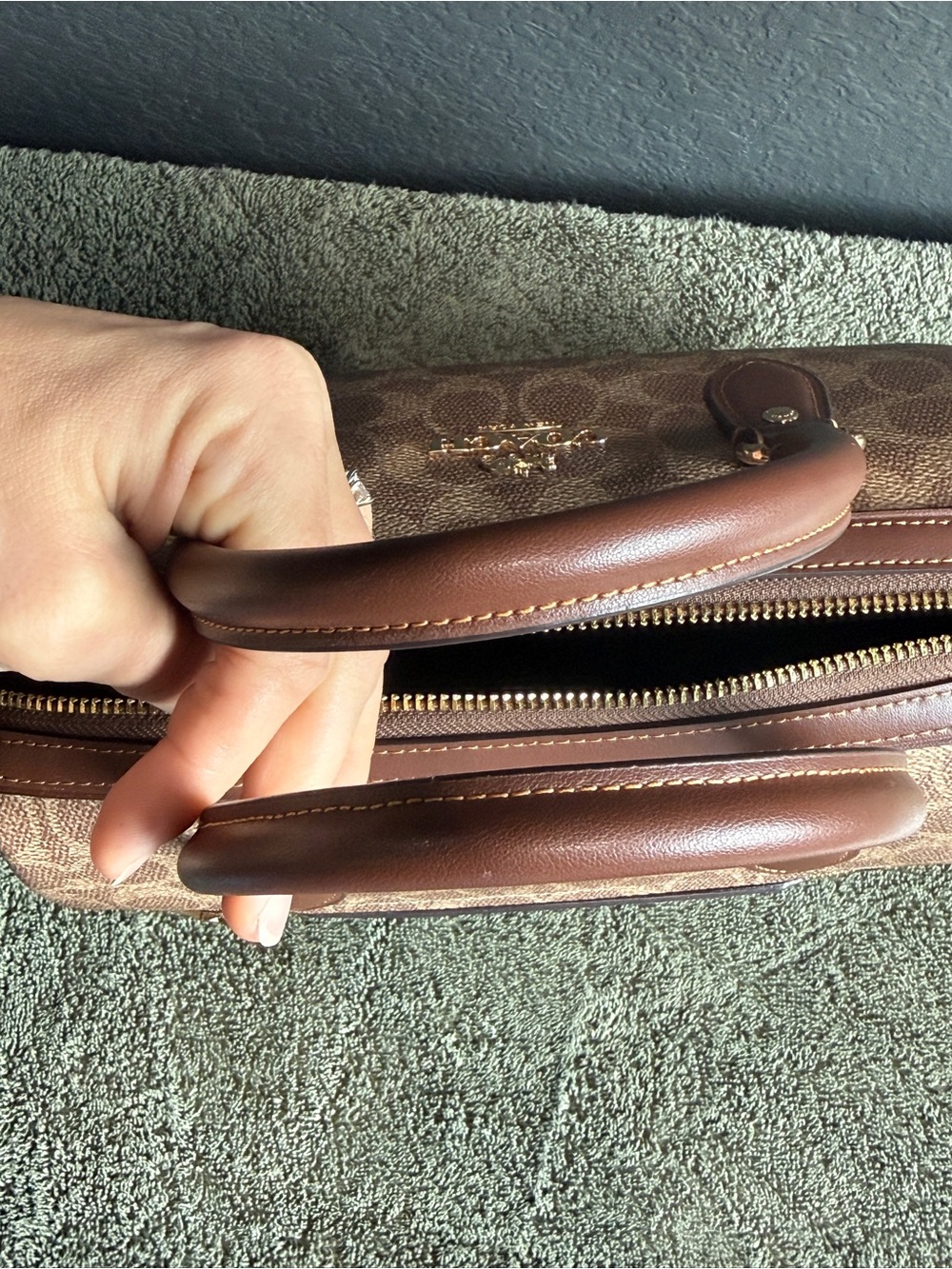 Coach Rowan Satchel in Signature Canvas Brown - Picture 7 of 15